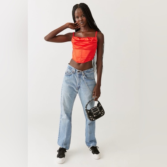 NWOT Urban outfitters UO Lexi Satin Cowl Corset Top Red Satin - Picture 3 of 9